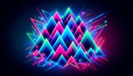 Neon triangle background. Vector illustration of neon triangle background. Neon triangle background.