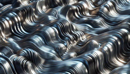 Abstract metallic wavy background. 3d rendering, 3d illustration.