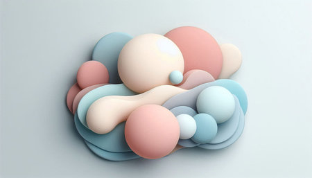 Abstract 3d rendering of multicolored shapes. Modern background design.