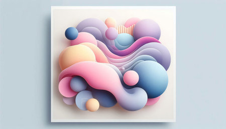 Abstract background with 3d paper cut shapes in pastel colors. Vector illustration.