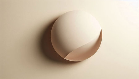 White paper ball on a beige background. 3d render illustration