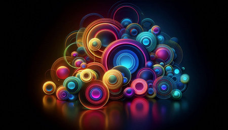 Abstract colorful background with circles. 3d rendering, 3d illustration.