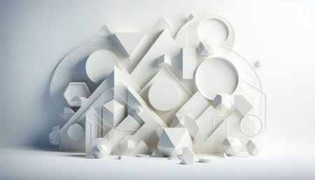 Abstract geometric shapes on white background. 3D rendering. Mock up
