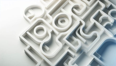 Abstract white maze background. 3d render illustration. Digital art.