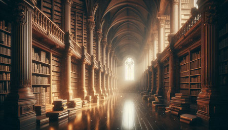 Interior of an old library. 3D rendered Illustration.
