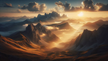 Fantasy alien planet. Mountain and sky. 3D illustration.の写真素材
