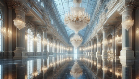 Interior of the Grand Palais in Paris, France. 3D rendering