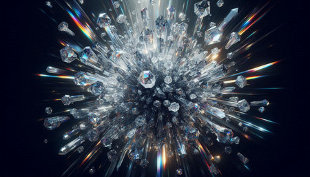 abstract 3d illustration of crystal ball in space with light effects