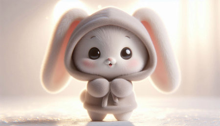 Cute bunny doll on white background, close-up. Easter conceptの写真素材