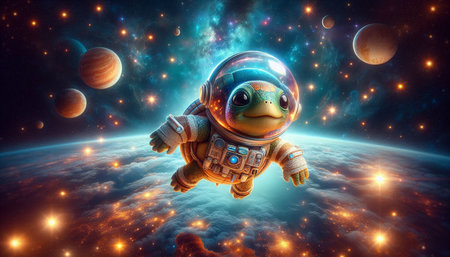 Astronaut in outer space. 3D rendering. Elements of this image furnished by NASA
