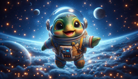 Spaceman in outer space. 3D illustration. Elements of this image furnished by NASA