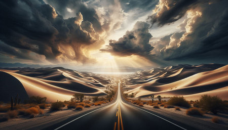 Road in Death Valley, California, USA. 3d rendering.