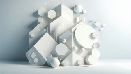 Abstract 3D rendering of geometric shapes. Futuristic background design.