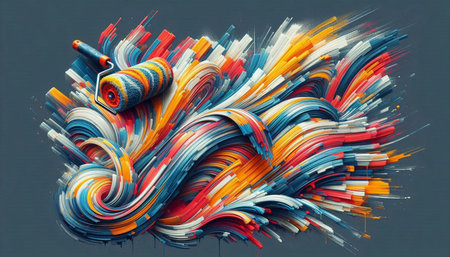 Abstract colorful background. Digital painting. 3d rendering. Computer digital drawing.の写真素材