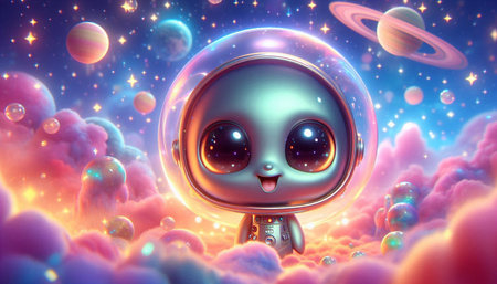alien in the space. 3d rendering, 3d illustration.