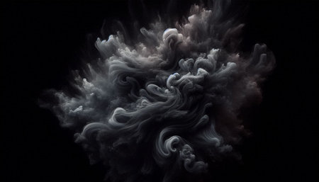 Abstract smoke moves on a black background. Design element. Abstract texture.