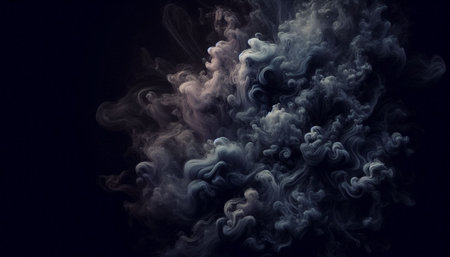 Cloud of smoke vape on a black background. Design element. Abstract texture.