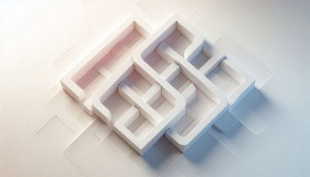 3d rendering of abstract geometric shapes in virtual space. Futuristic background.