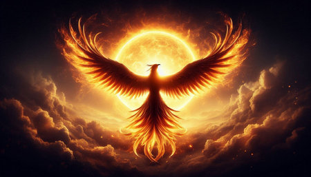 3D rendering of a flying eagle with a full moon in the background