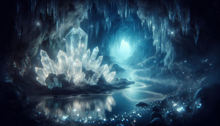 Fantasy alien planet. Mountain lake. 3D illustration. Virtual reality
