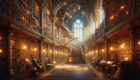 Interior of the University of Cambridge, England. 3D renderingの写真素材