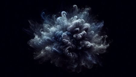 Blue and white cloud of smoke on a black background. Background from the smoke of vape