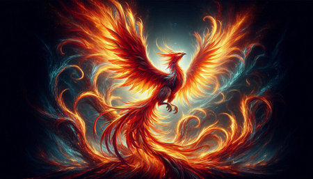 3D rendering of abstract fractal composition with a rooster in the center