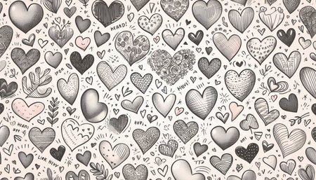 Seamless pattern with hand drawn hearts. Vector illustration for romantic design.