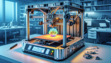 3d rendering of 3d printer printing a model of the human brain