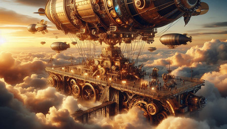 Fantasy alien planet floating in the clouds. 3D illustration.