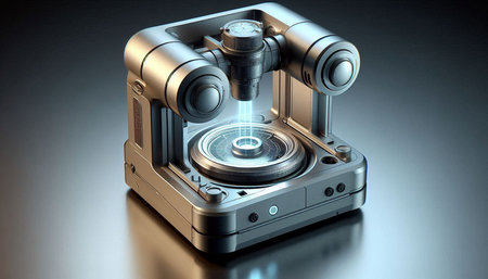 3d rendering of a microscope isolated on a black background with reflection