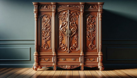 Classic interior with wooden furniture in classic style. 3d render illustrationの写真素材