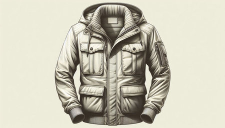 Men's winter jacket with a hood on a white background. Vector illustration