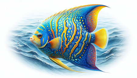 tropical fish in the sea on a white background. 3d illustration