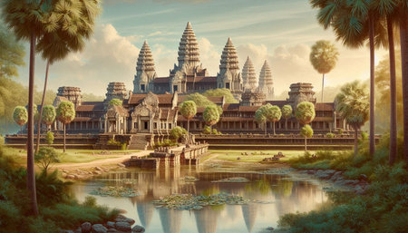 Angkor Wat, Siem Reap, Cambodia in the morningの写真素材