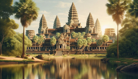 Angkor Wat, Siem Reap, Cambodia. Digital paintingの写真素材