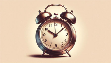 Retro alarm clock on a beige background. 3d rendering