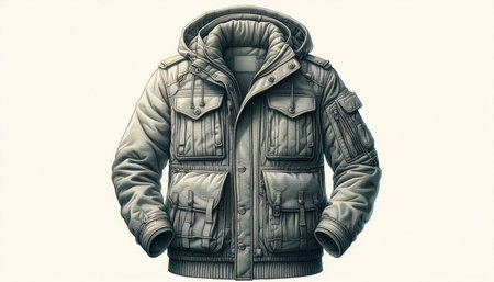 Men's winter jacket isolated on a white background. Toned.