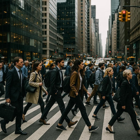 People crossing the street in Manhattan, NYC.
