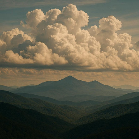 Mountain landscape. View of the mountains from the top of the mountain.
