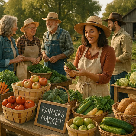 Farmers with vegetables on a farm. Farmer's market. Harvesting.