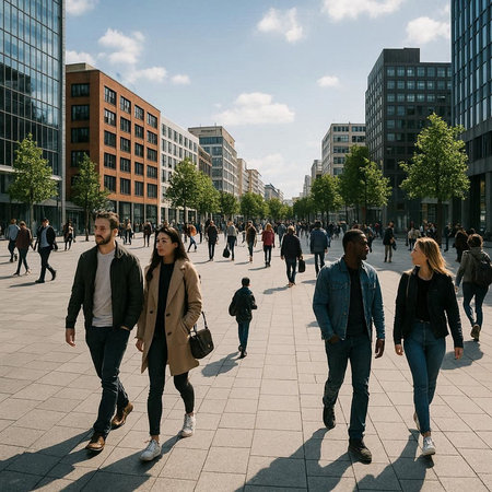 people walking in the city center