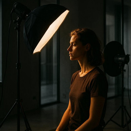 Portrait of a young woman in a photo studio. Soft focus.