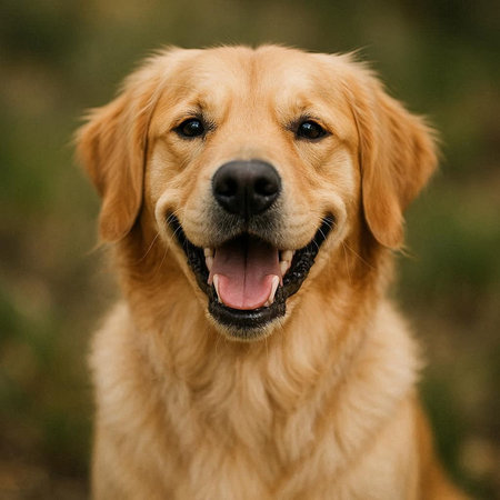 Portrait of a cute Golden Retriever dog in the park