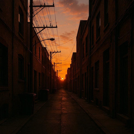 Sunset in the streets of Boston, Massachusetts, United States.