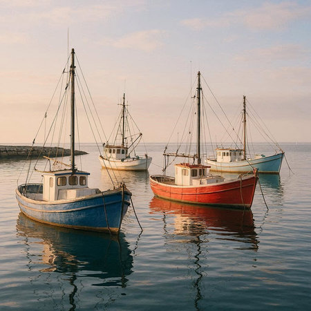 Fishing boats in the port of Gdynia, Poland