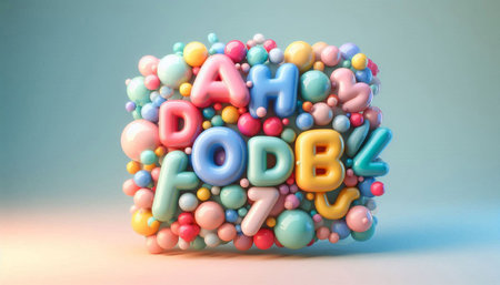 3d render of colorful balloons in the form of the word dad