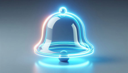 3d rendering of an emergency bell in neon light on a dark background