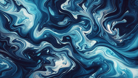 Abstract blue and white marble background. Acrylic painting texture. Digital art.