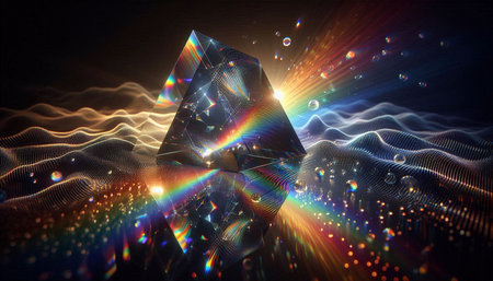 3d rendering of abstract technology digital hi tech concept with glowing particles
